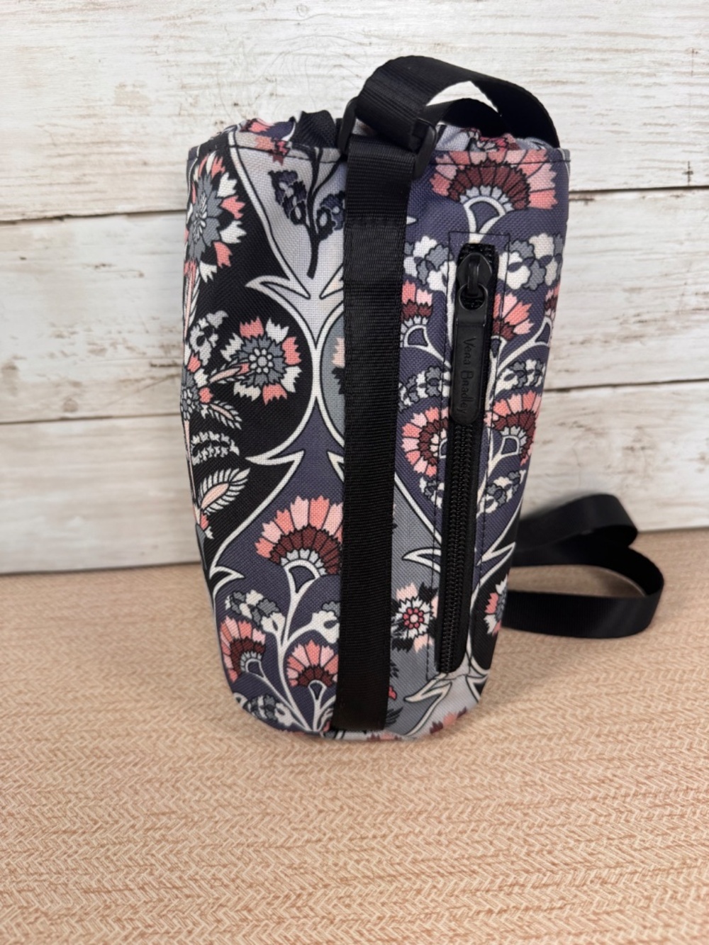 Vera Bradley Insulated Water Bottle Holder Canterbury Magenta Adjustable Strap